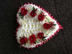 Heart Red and white Funeral 50.00 GBP plus delivery