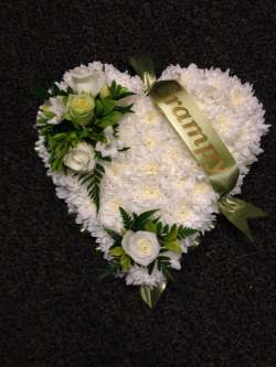 Heart Green and White Funeral 45.00 GBP plus delivery