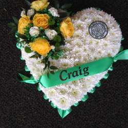 Celtic Heart Green, white and gold Funeral 50.00 GBP plus delivery