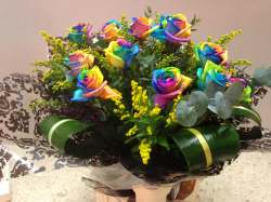 Dozen rainbow roses Multicoloured Any 0.00 GBP plus delivery