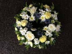 Funeral wreath Yellow and white Funeral 40.00 GBP plus delivery