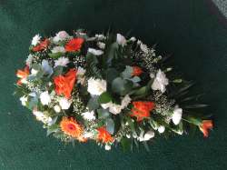 Teardrop posy Orange and white Funeral 40.00 GBP plus delivery