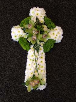 Celtic cross white and green Funeral 80.00 GBP plus delivery