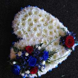 Heart Red, blue and white Funeral 50.00 GBP plus delivery