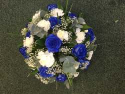 Round posy Blue and white Funeral 50.00 GBP plus delivery