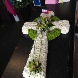 Celtic cross White and green Funeral 120.00 GBP plus delivery