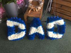 Saltire letters Blue and white Funeral  120.00 GBP plus delivery