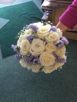 Bridal posy White and purple wedding 0.00 GBP plus delivery